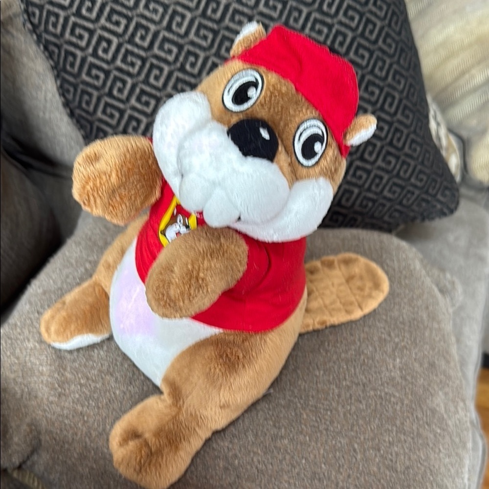 Buc-ees The Beaver Brown & Red Plush Toy with red shirt & hat w/ logo, cute!